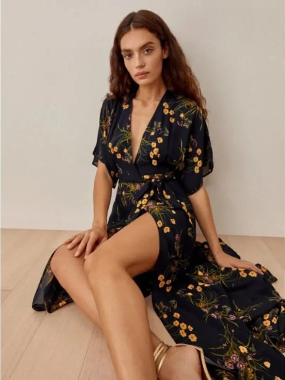💕REFORMATION💕 Winslow Dress Mademoiselle Navy Blue Floral Print XL NWT